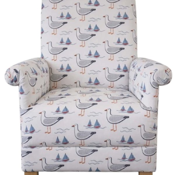 Fryetts Gulls Multi Fabric Adult Chair Armchair Coastal Beach Seaside Accent