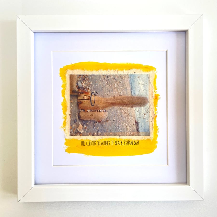 Spectacled Bear; framed image, mounted and printed on card and handmade paper