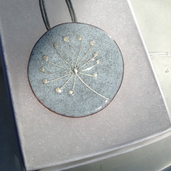 Dandelion seedhead enamelled necklace