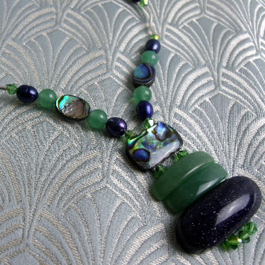 Blue Semi-Precious Stone Necklace, Blue Necklace, Handmade Necklace CC62