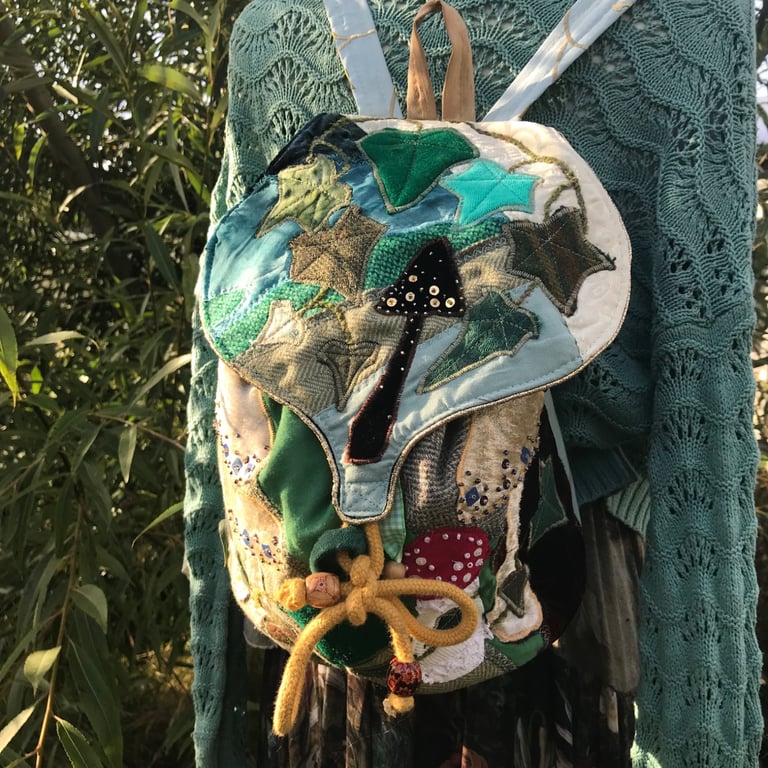Magical Mushroom Abundance Patchwork Rucksack