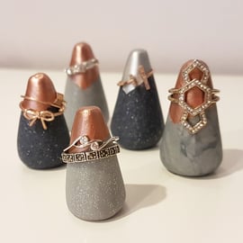 Modern Metallic clay ring holder, polymer clay, handmade