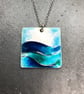 Enamel Pendant, sea pendant, ocean pendant, waves necklace, waves, enamel ,  - Image 7