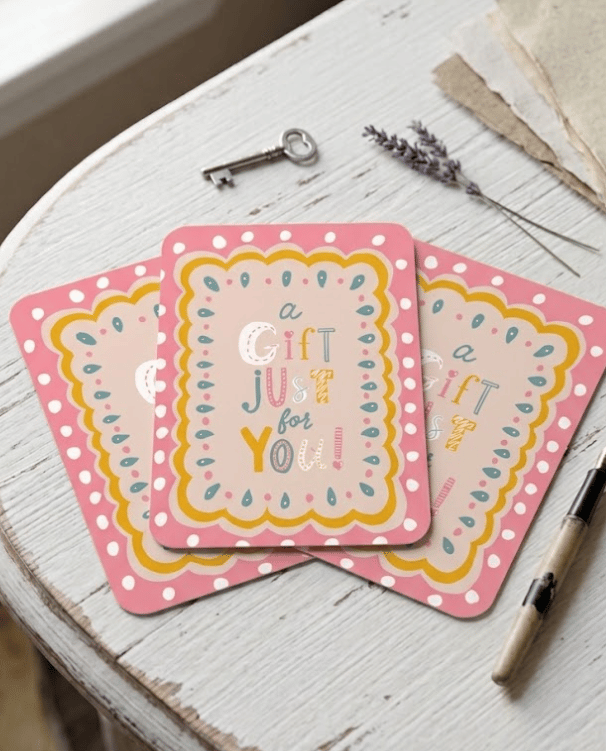 A Gift Just for You - Patterned Gift Enclosure Postcard & Note Cards