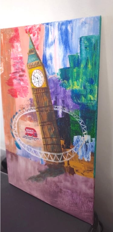 ORIGINAL Abstract Painting " LONDON" IMPRESSIONISM