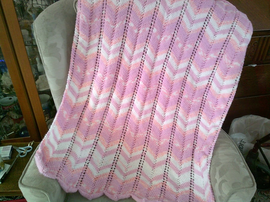 Pink Aran Knitted Blanket