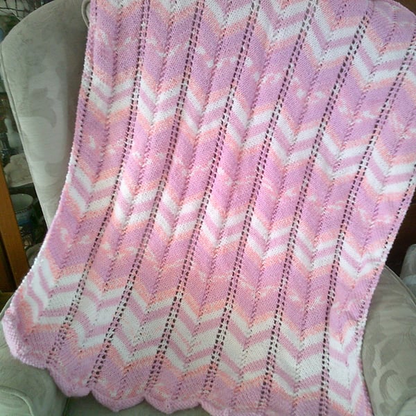 Pink Aran Knitted Blanket