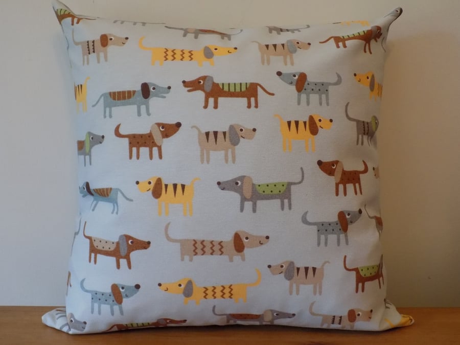 Sausage Dog Cushion Cover, Animal Throw Pillow, 16", Zip, Cotton Fabric