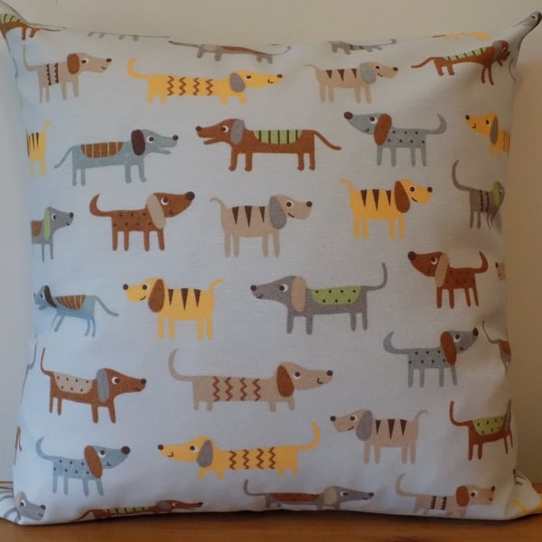 Sausage Dog Cushion Cover, Animal Throw Pillow, 16", Zip, Cotton Fabric