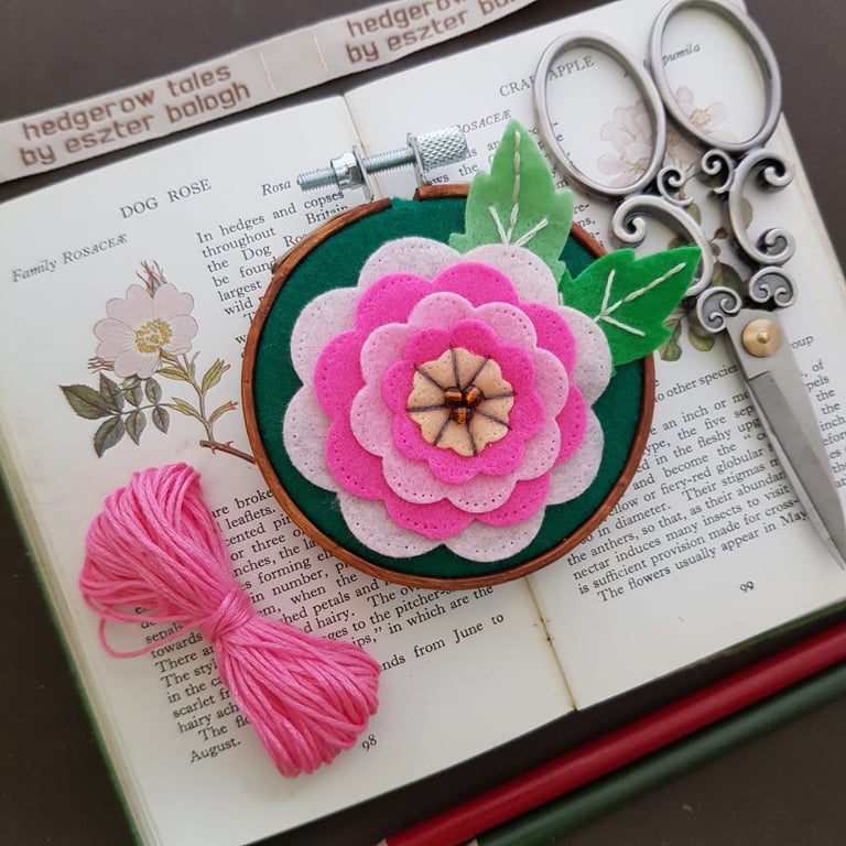 Layered Felt Rose - small wall decoration, keepsake 