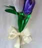 Beautiful Trio of Ribbon Tulips  - White, Dark Purple & Turquoise. - Image 2