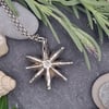 Real Star Anise preserved in silver pendant necklace 