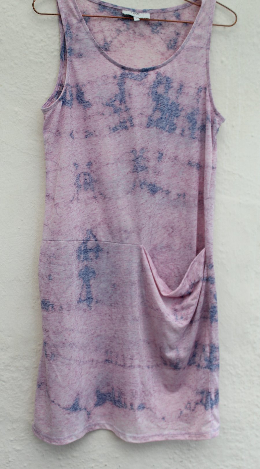 pink and blue  tie dye T shirt dress stretch cotton,Eco reworked clothing