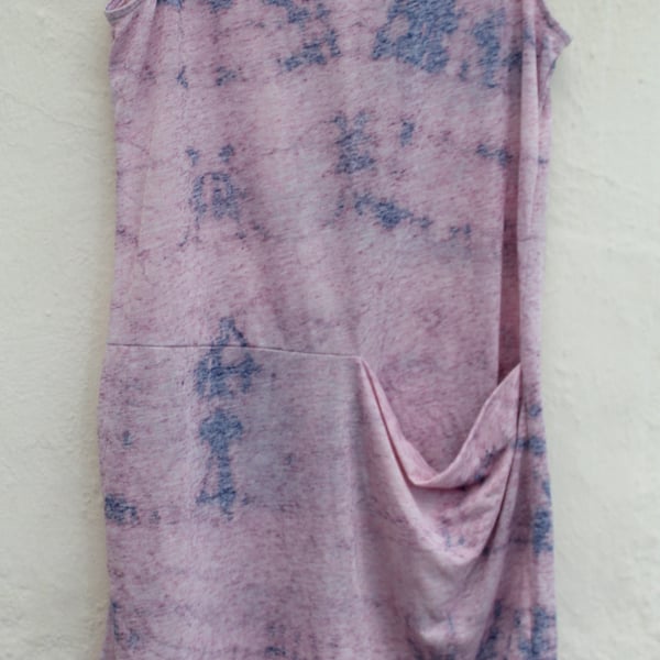 pink and blue  tie dye T shirt dress stretch cotton,Eco reworked clothing