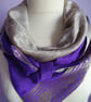 Sari double sided triangular scarf. Pale gold and Purple - Image 2