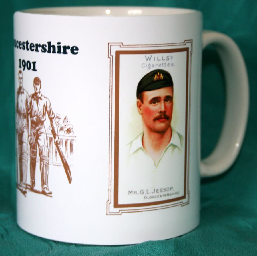 Cricket mug Gloucestershire 1901 county players vintage design mug