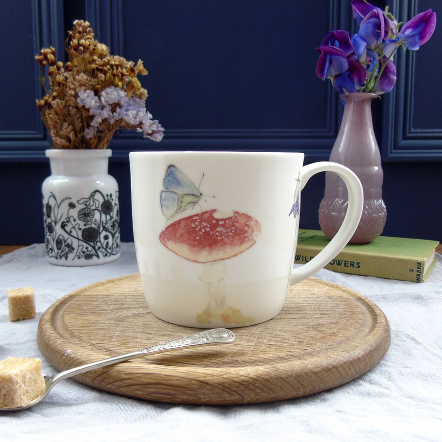 Fine Bone China Autumn Mushroom Mug