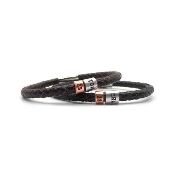23rd Birthday Gift - Personalised Leather Bracelet - Son Brother Grandson Nephew