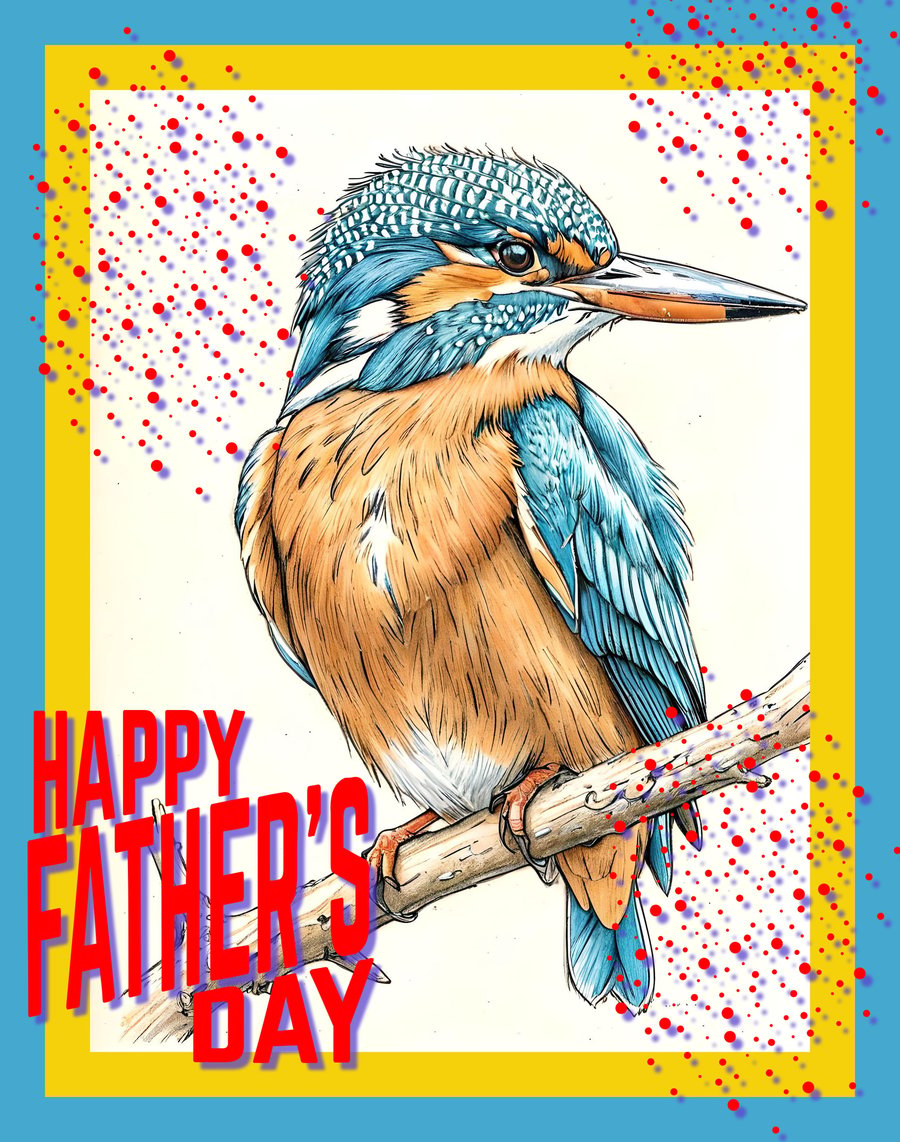 Kingfisher  Happy Father's Day Card A5