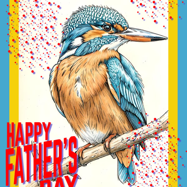 Kingfisher  Happy Father's Day Card A5