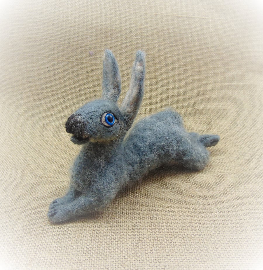 Needle Felted Rabbit, Soft Rabbit Sculpture, Rabbit Lover Gift, Grey Hare