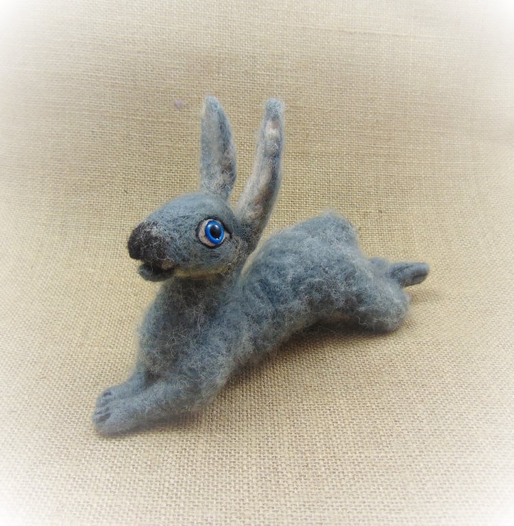 Needle Felted Rabbit, Soft Rabbit Sculpture, Rabbit Lover Gift, Grey Hare