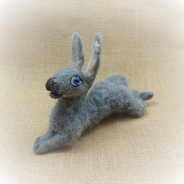 Needle Felted Rabbit, Soft Rabbit Sculpture, Rabbit Lover Gift, Grey Hare