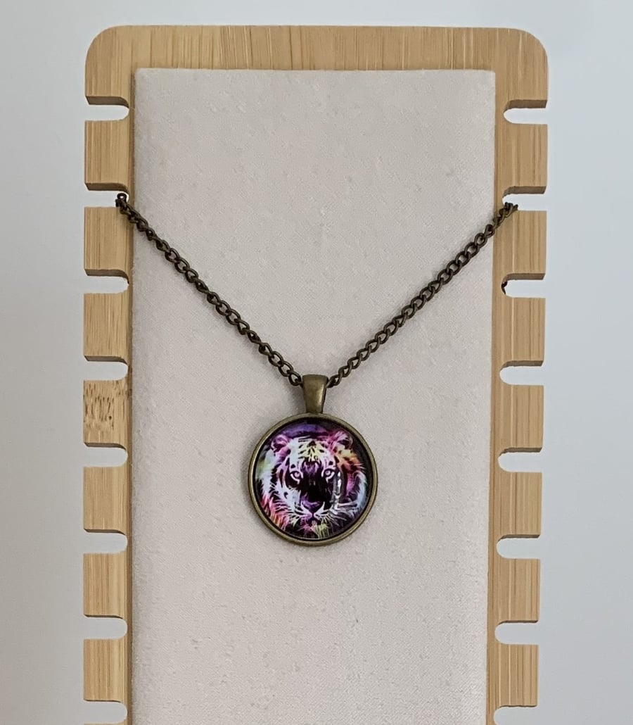 Handmade Antique Copper Tiger Pendant Necklace