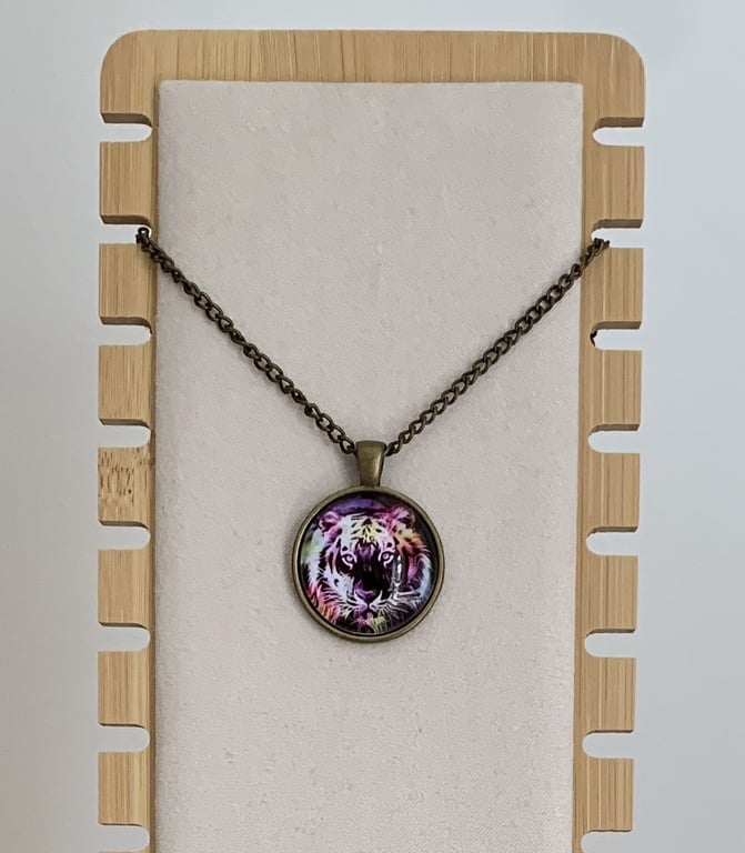 Handmade Antique Copper Tiger Pendant Necklace