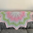 Grey, Green and Pink Baby Blanket, New Baby Gift, Crocheted Baby Blanket