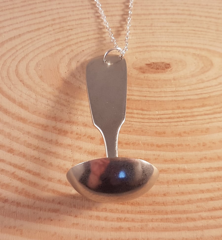Upcycled Silver Plated Upside Down Mushroom Mustard Spoon Necklace SPN021703