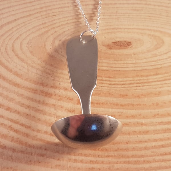 Upcycled Silver Plated Upside Down Mushroom Mustard Spoon Necklace SPN021703