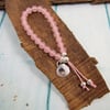 Rose Quartz Bracelet, Recycled Silver Heart Charm. Adjustable Fit Small-Medium