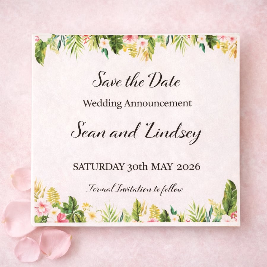 Tropical Wedding Save the Date Cards 