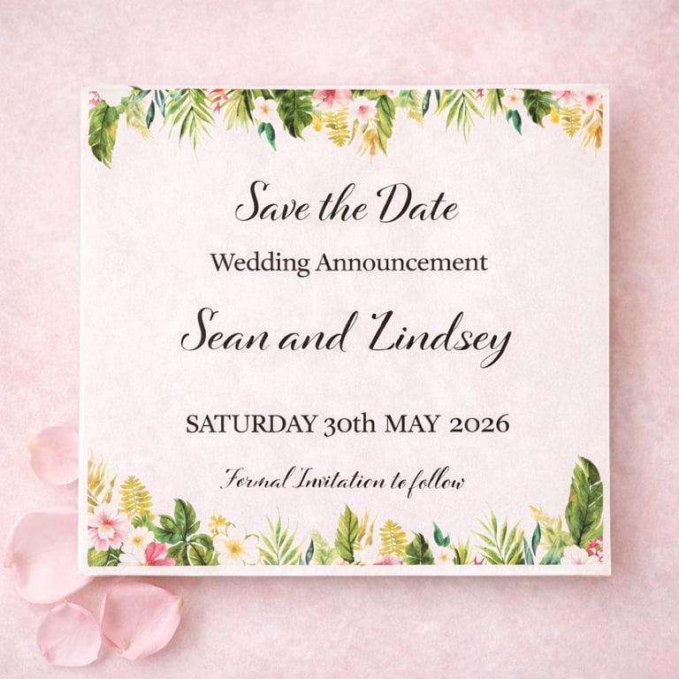 Tropical Wedding Save the Date Cards 