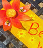 Handmade, upcycled wooden "bees welcome" sign - Image 3