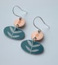 Flower and leaf earrings in orange and grey - Image 3