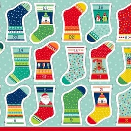 Novelty Christmas Stockings Bunting Advent Calendar Quilting Panel Fabric