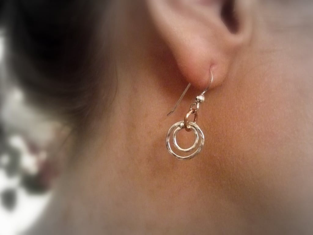 SILVER COPPER HOOPS Recycled Sterling silver copper hoop earrings