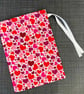 Red, Pink Hearts Fabric Drawstring Gift Bag: Reusable Present Wrap. Large