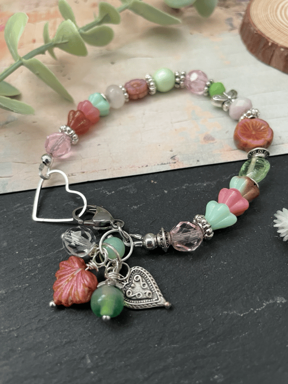 Delicate glass beaded artisan handcrafted boho bracelet