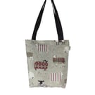 small sheep canvas tote bag , mini lined knitting tote,