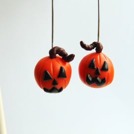 Sterling Silver Pumpkin Drop Earrings