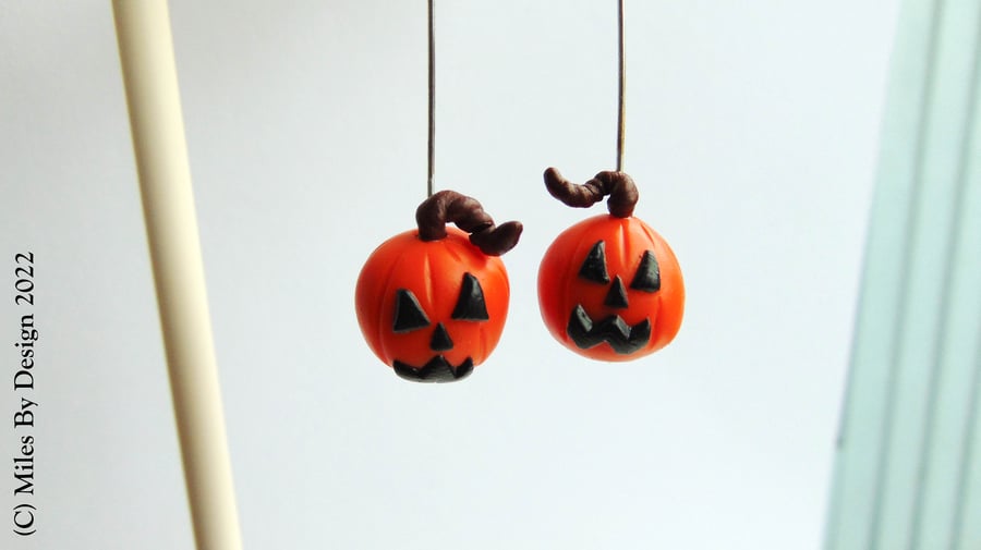 Sterling Silver Pumpkin Drop Earrings