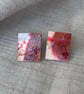 Dramatic Red Stainless Steel Post Earrings. - Image 3
