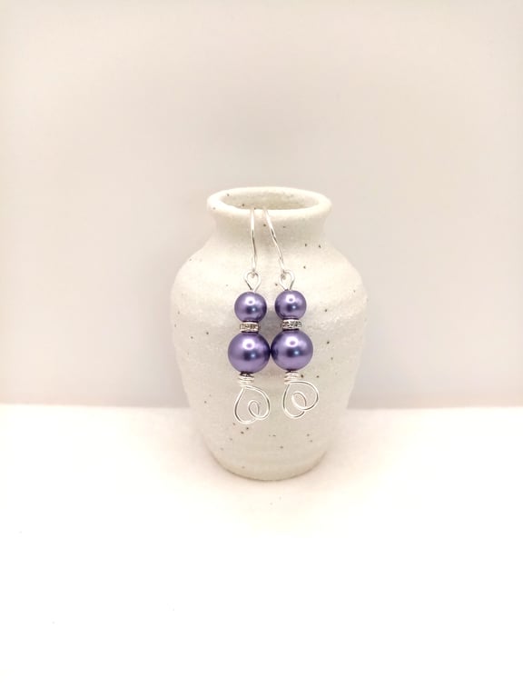 Pearl Drop Earrings, Love Heart, Customise, Gifts for her, Free Postage