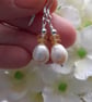 Freshwater Cultured Pearl and Citrine Sterling Silver Drop Earrings