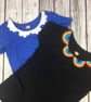 Rainbow Peter Pan Collar Woman's Black top with glitzy detail. Ladies T-Shirt - Image 4