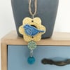 Teeny bird and flower dangly decoration or pendant
