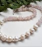 Designer Barogue Freshwater Culture Pearl & Morganite Nugget Necklace